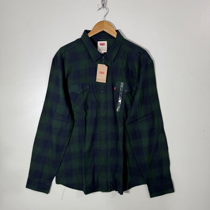 LEVIS DOUBLE POCKETS FLANNEL COTTON CHECKERED SHIRT BRAND NEW