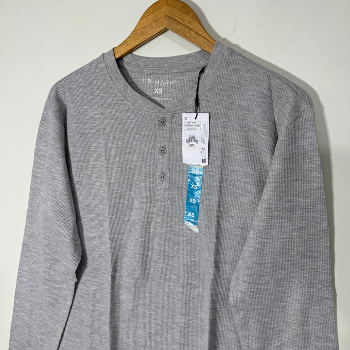PRIMARK HENLEY COLLAR LONG SLEEVES KNITWEAR COTTON TSHIRT BRAND NEW