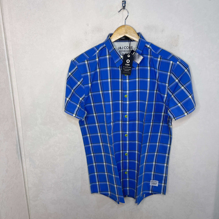 JACK & JONES HALF SLEEVES CHECKERED COTTON SHIRT BRAND NEW - JS BROTHERS 
