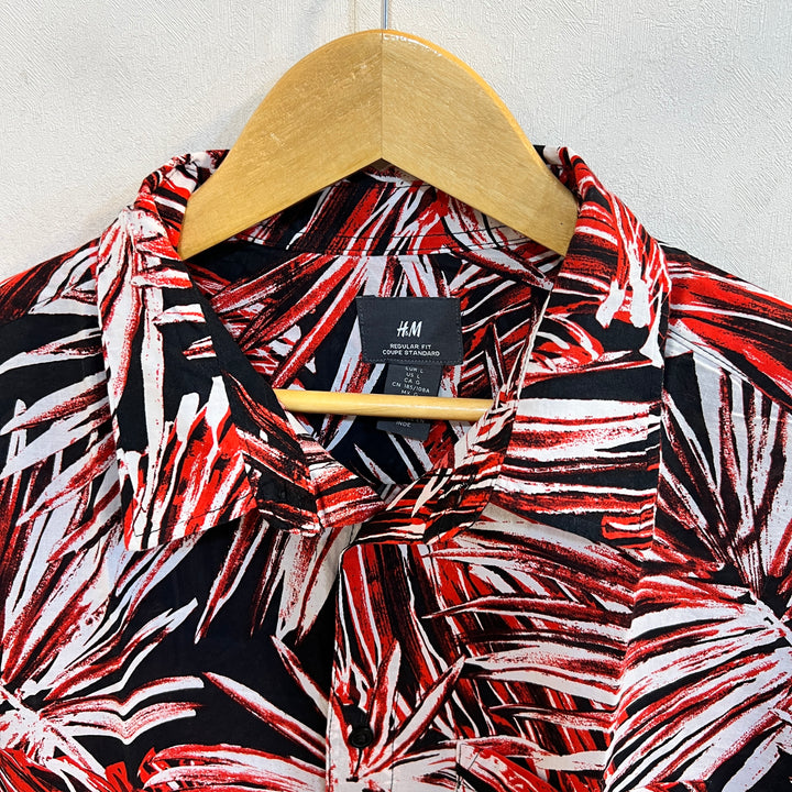 H&M REGULAR FIT HALF SLEEVES PRINTED COTTON SHIRT