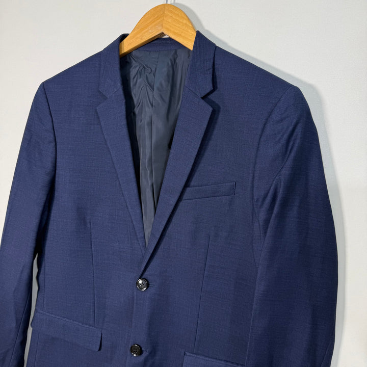 H&M SKINNY FIT TEXTURED WOOL BLAZER BLUE COLOUR