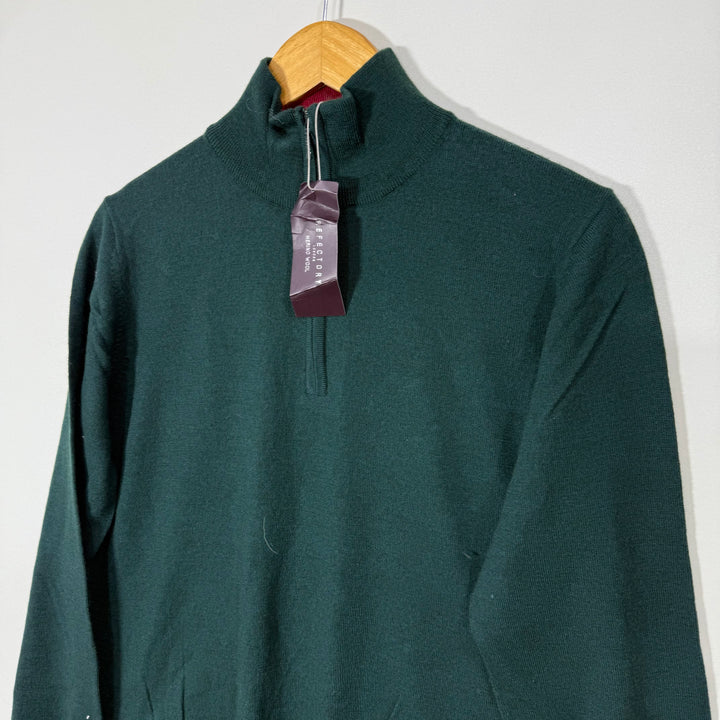 REFECTORY LONDON MERINO WOOL HALF ZIP SWEATER  BRAND NEW