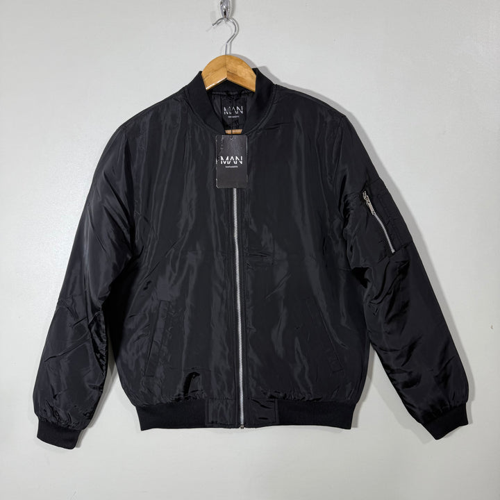 BOOHOOMAN BEN COLLAR BOMBER JACKET BRAND NEW BLACK COLOUR