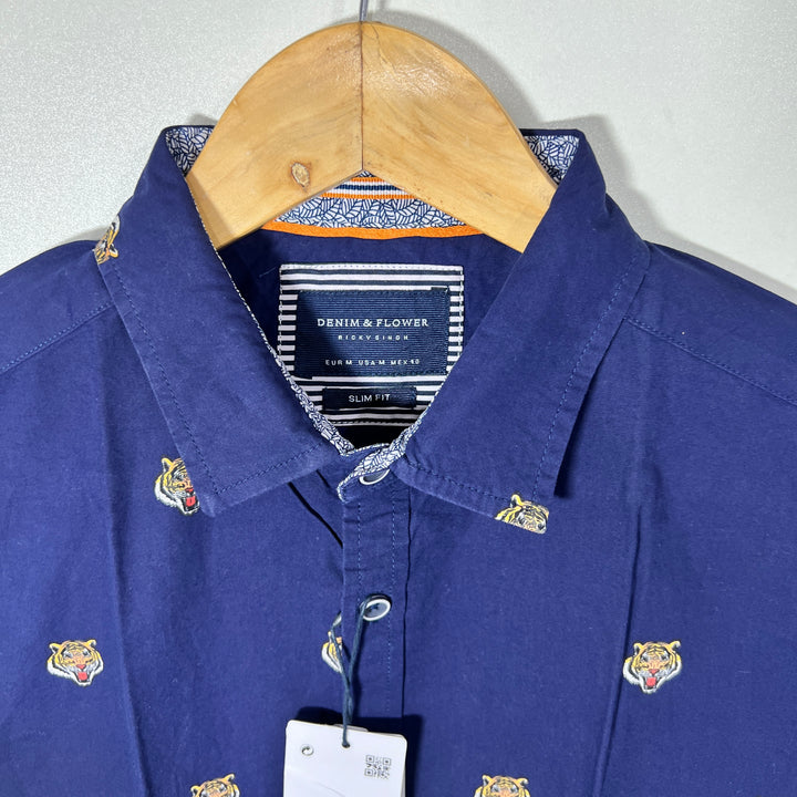 DENIM & FLOWER HALF SLEEVES SHIRT BRAND NEW