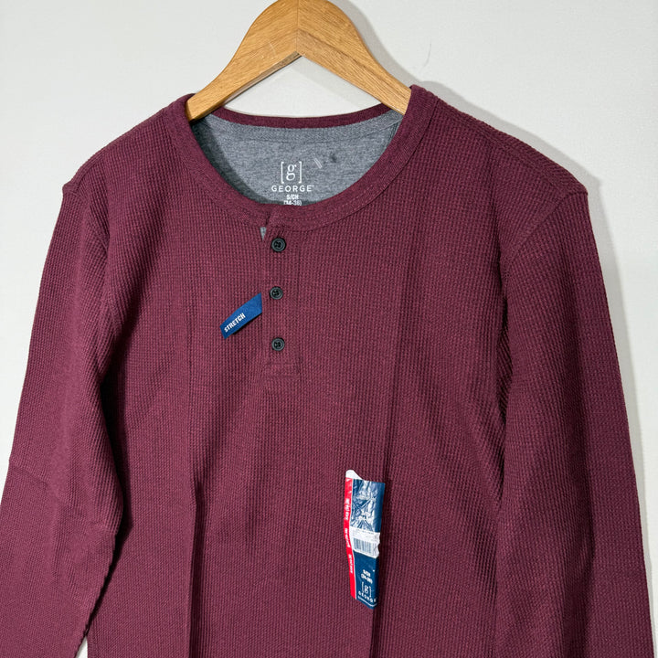 GEORGE HENLEY COLLAR LONG SLEEVES KNITWEAR COTTON TSHIRT BRAND NEW