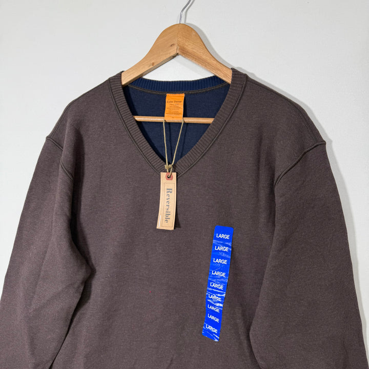 TAILOR VINTAGE REVERSIBLE V NECK COTTON SWEATER BRA NEW