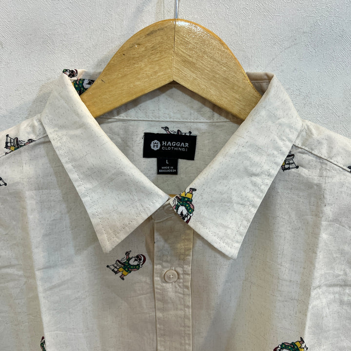 HAGGAR PRINTED CASUAL COTTON SHIRT