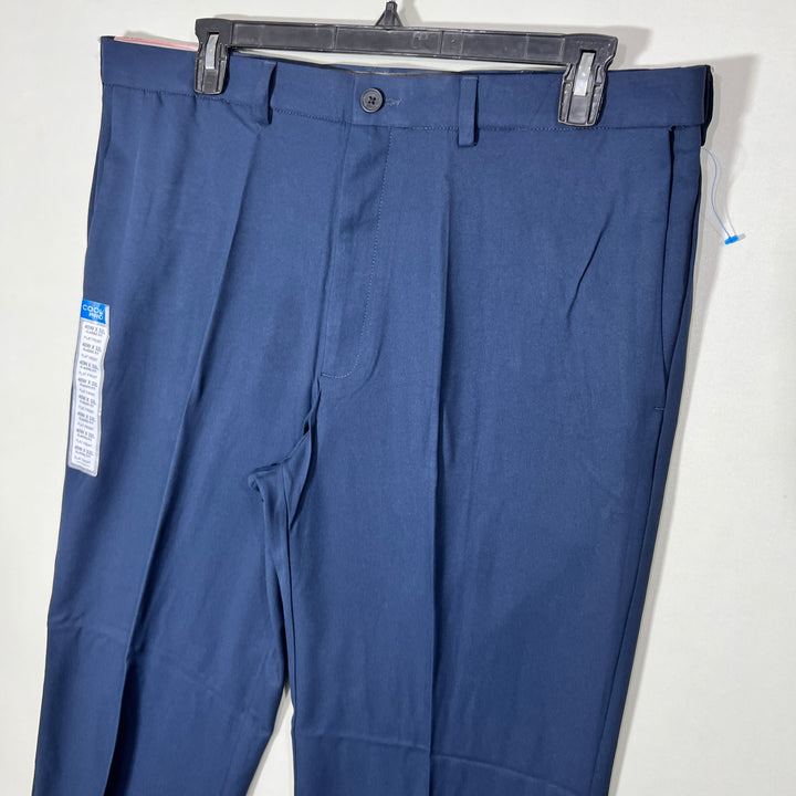 HAGGAR COOL 18 PRO LOOSE FIT COMFORT 4 WAY STRETCH MACHINE WASHABLE NO IRON HIDDEN EXPANDABLE WAISTBAND DRESS PANT BRAND NEW BLUE COLOUR