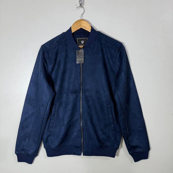 STEEL & JELLY BEN COLLAR SUEDE BOMBER JACKET BRAND NEW BLUE COLOUR