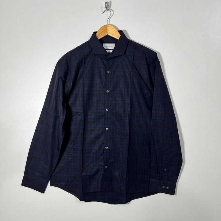 CALVIN KLEIN SLIM FIT SUPERFINE COTTON CHECKERED SHIRT