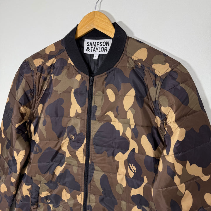 SAMPSON & TAYLOR CAMOUFLAGEBEN COLLAR BOMBER JACKET