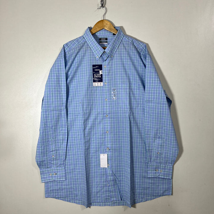 IZOD BUTTON DOWN CASUAL COTTON SHIRT BRAND NEW WITH STRETCH