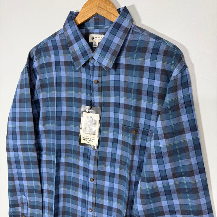 HAGGAR COTTON CHECKERED SHIRT BRAND NEW