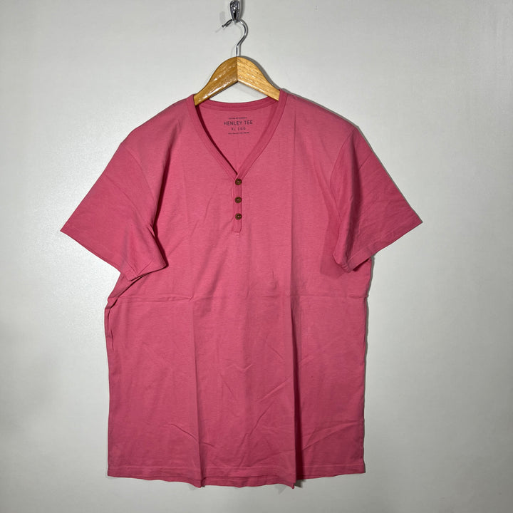 COTTON ON HENLEY COLLAR COTTON TSHIRT