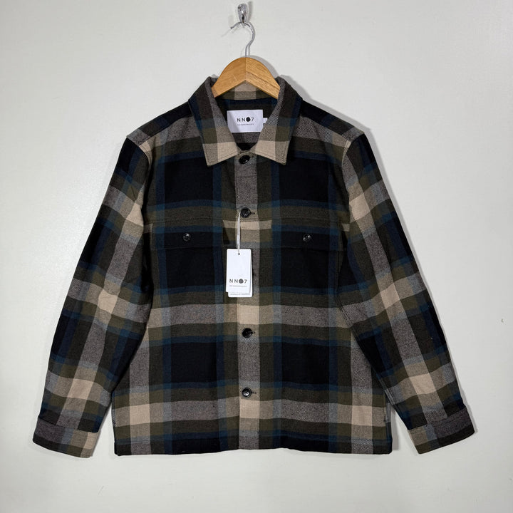 NNO7 WILAS CHECKERED DOUBLE POCKETS WOOL BLEND OVERSHIRT BRAND NEW