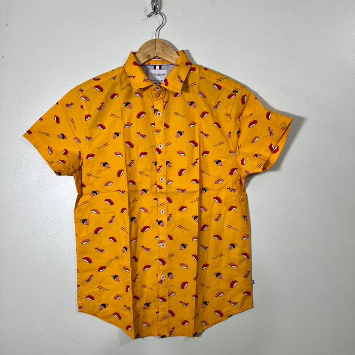 DENIM & FLOWER SLIM FIT HALF SLEEVES SHIRT
