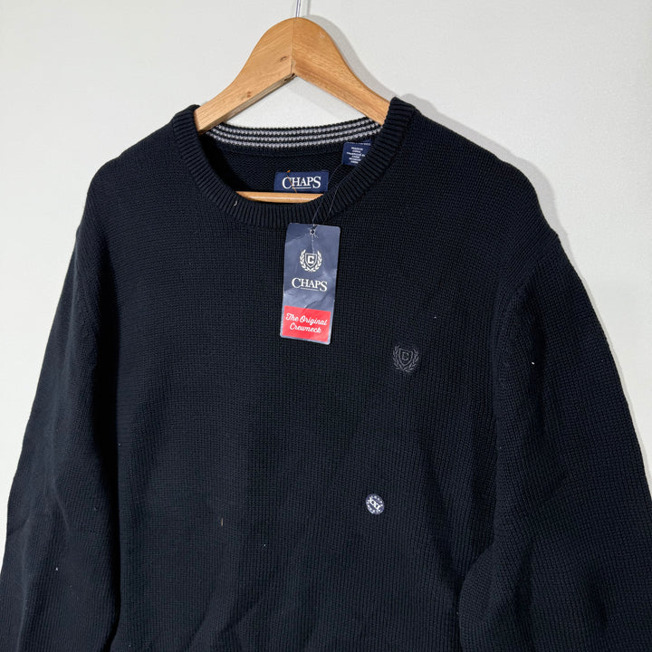 CHAPS KNITWEAR COTTON SWEATER BRAND NEW BLACK COLOUR
