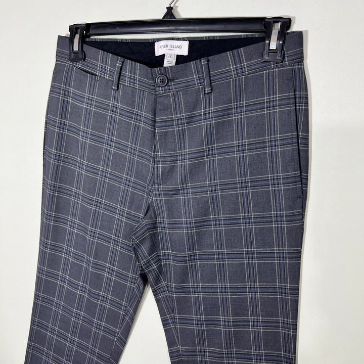RIVER ISLAND LONDON SLIM FIT CHECKERED DRESS PANT WITHOUT STRETCH