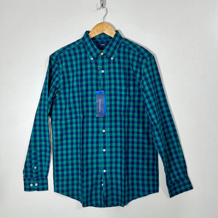SADDLEBRED BUTTON DOWN CHECKERED OXFORD COTTON SHIRT BRAND NEW