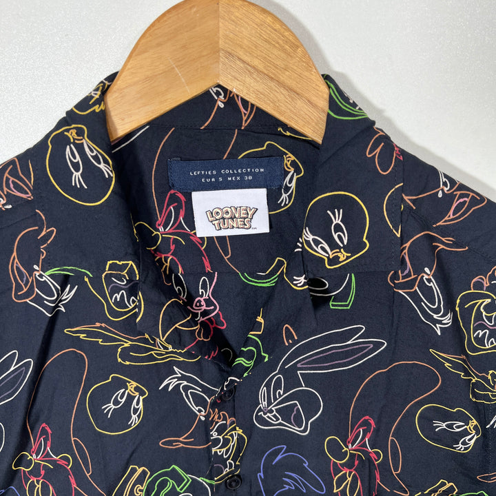 LOOVEY TUNES SAFARI COLLAR JALF SLEEVES HAWAI SHIRT