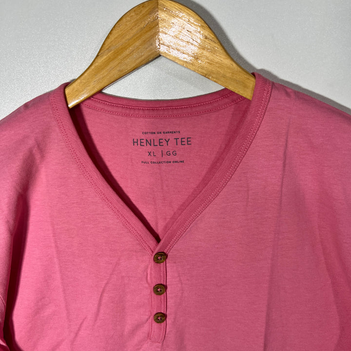 COTTON ON HENLEY COLLAR COTTON TSHIRT