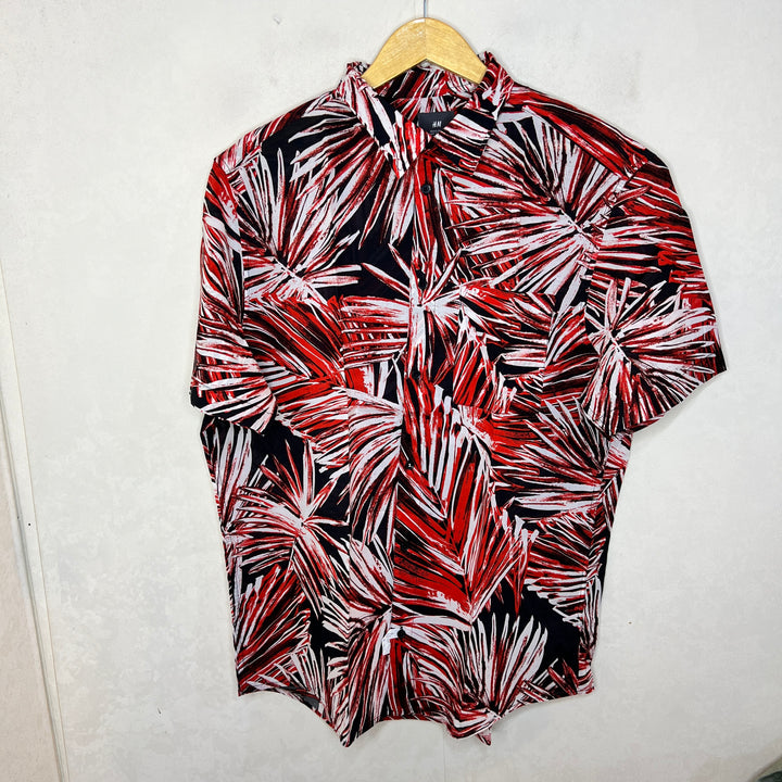 H&M REGULAR FIT HALF SLEEVES PRINTED COTTON SHIRT