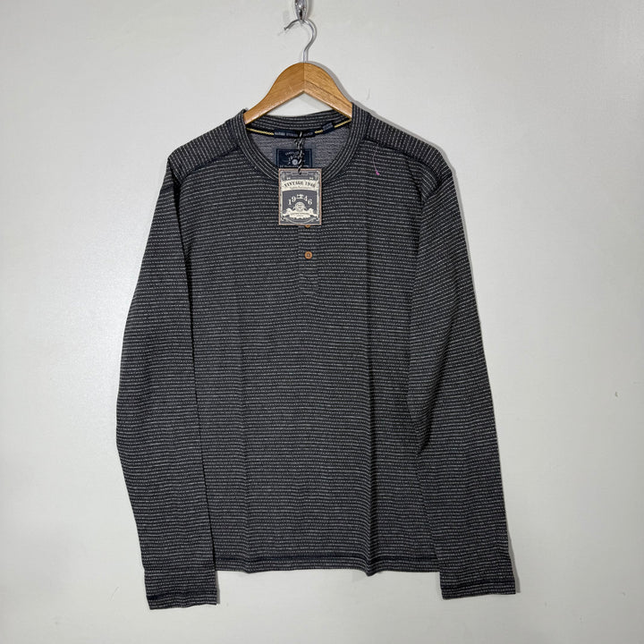 VINTAGE HENLEY COLLAR LONG SLEEVES COTTON TSHIRT BRAND NEW