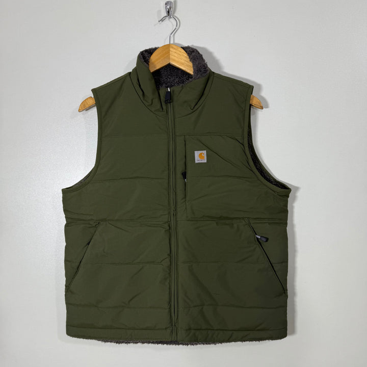 CARHARTT REVERSIBLE SLEEVES LESS JACKET ONE SIDE PUFFER ONER SIDE SHERPA FLEECE