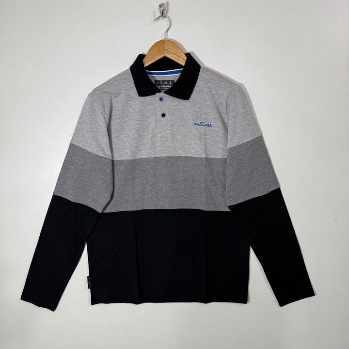 MR SMITH INDIVIDUAL CLOTHING LONG SLEEVES COTTON POLO TSHIRT