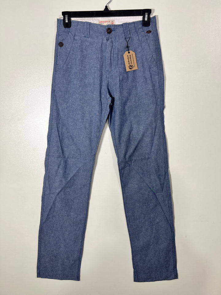SPRINGFIELD STRAIGHT FIT CHAMBRAY COTTON PANT WITHOUT STRETCH