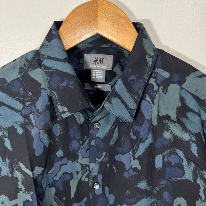 H&M SLIM FIT CAMOUFLAGE COTTON SHIRT