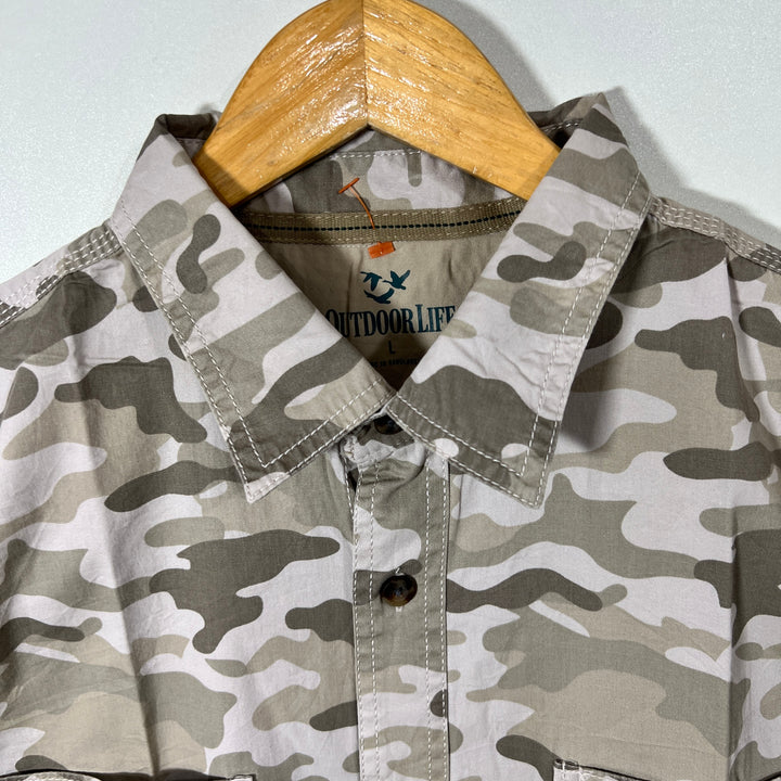 OUTDOOR LIFE CAMOUFLAGE DOUBLE POCKETS HALF SLEEVES SHIRT
