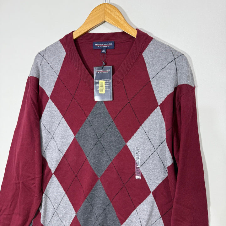 ROUND TREE & YORKE V NECK COTTON SWEATER BRAND NEW