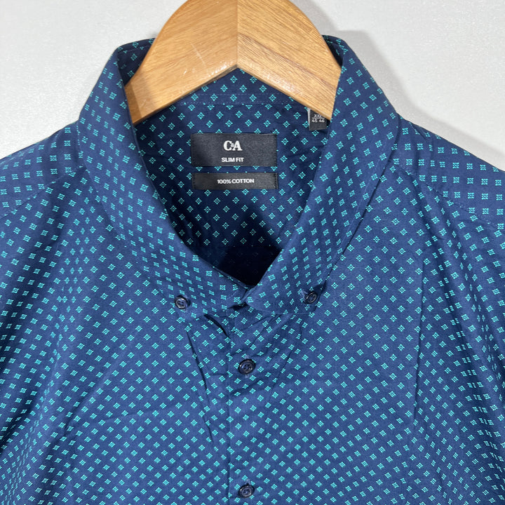 C&A SLIM FIT BUTTON DOWN CASUAL COTTON SHIRT