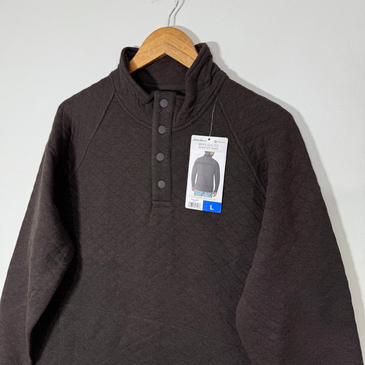 EDDIE BAUER QUILTED 4 BUTTON SWEAT PULLOVER BRAND NEW