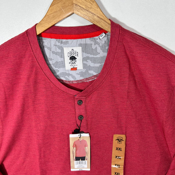 COPPER HENLEY COLLAR COTTON TSHIRT BRAND NEW