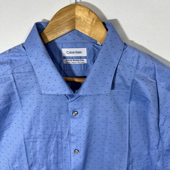 CALVIN KLEIN INFINITE WRINKLE FREE SLIM FIT COTTON SHIRT WITH STRETCH