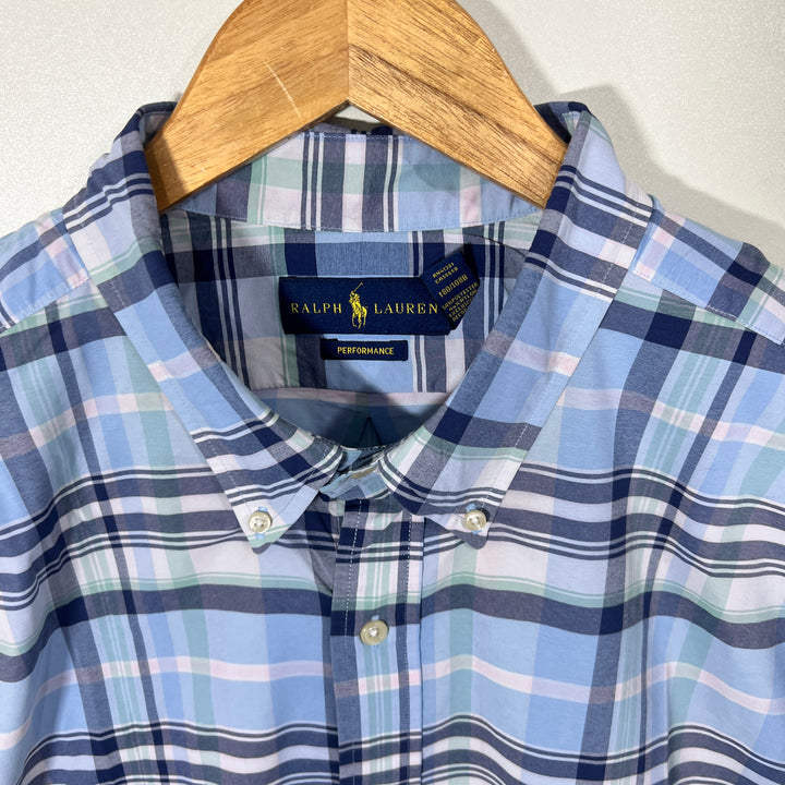 RALPH LAUREN POLO BUTTON DOWN PERFORMANCE SHIRT WITH STRETCH