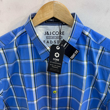 JACK & JONES HALF SLEEVES CHECKERED COTTON SHIRT BRAND NEW - JS BROTHERS 