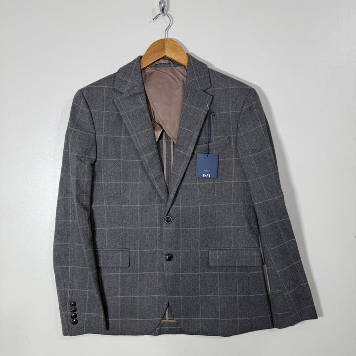 MOSS LONDON CHECKERED WOOL BLAZER BRAND NEW GREY COLOUR