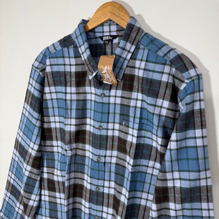 EDDIE BAUER BUTTON DOWN FLANNEL COTTON CHECKERED SHIRT BRAND NEW