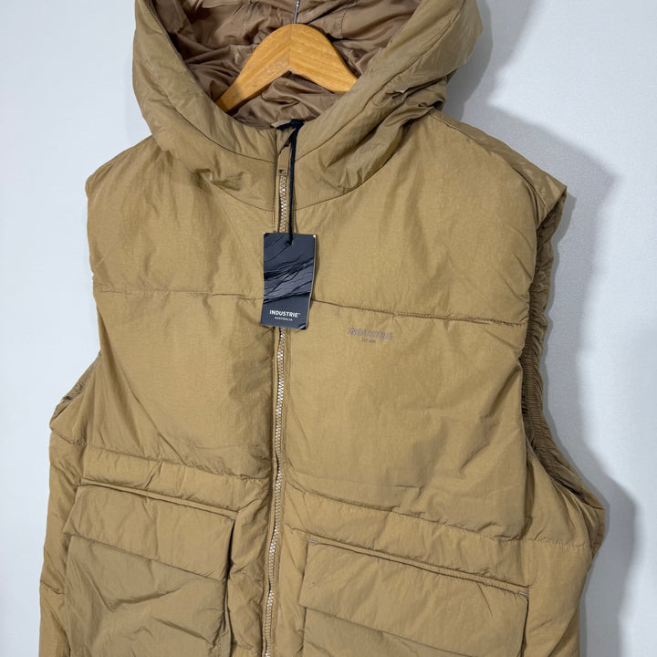 INDUSTRIE SLEEVES LESS JACKET BRAND NEW WITH HOOD