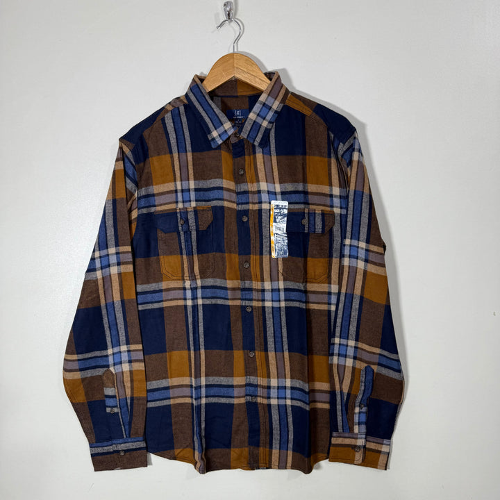 GEORGE BUTTON DOWN FLANNEL COTTON CHECKERED SHIRT BRAND NEW