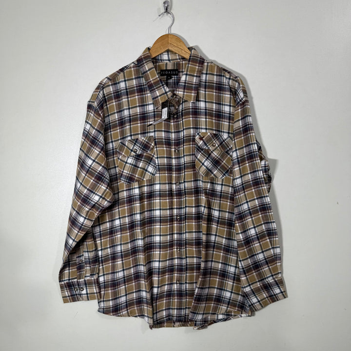 PEGASUS DOUBLE POCKETS FLANNEL CHECKERED SHIRT BRAND NEW