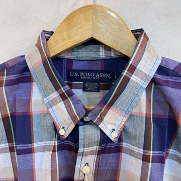 US POLO ASSN BUTTON DOWN CHECKERED COTTON CASUAL SHIRT - JS BROTHERS 