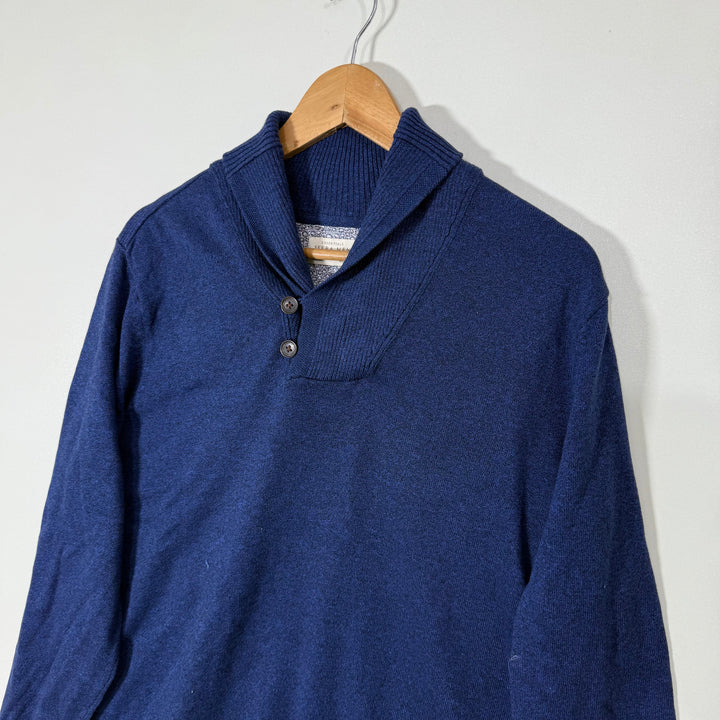 SFERA MEN REGULAR FIT SHAWL COLLAR SWEATER BLUE COLOUR