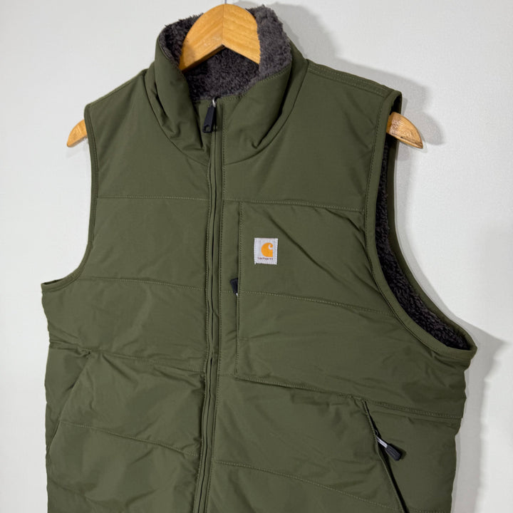 CARHARTT REVERSIBLE SLEEVES LESS JACKET ONE SIDE PUFFER ONER SIDE SHERPA FLEECE