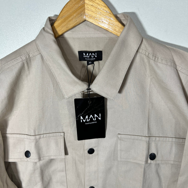 BOOHOOMAN DOUBLE POCKETS TECH BUTTON CASUAL SHIRT BRAND NEW