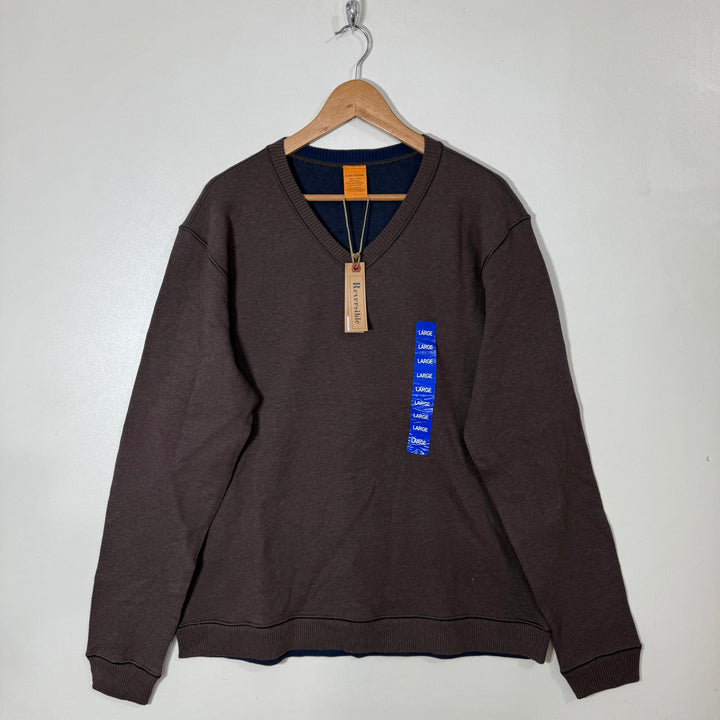 TAILOR VINTAGE REVERSIBLE V NECK COTTON SWEATER BRA NEW