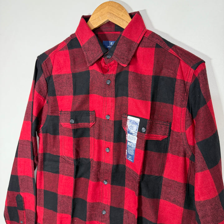 GEORGE BUTTON DOWN DOUBLE POCKETS FLANNEL COTTON CHECKERED SHIRT BRAND NEW